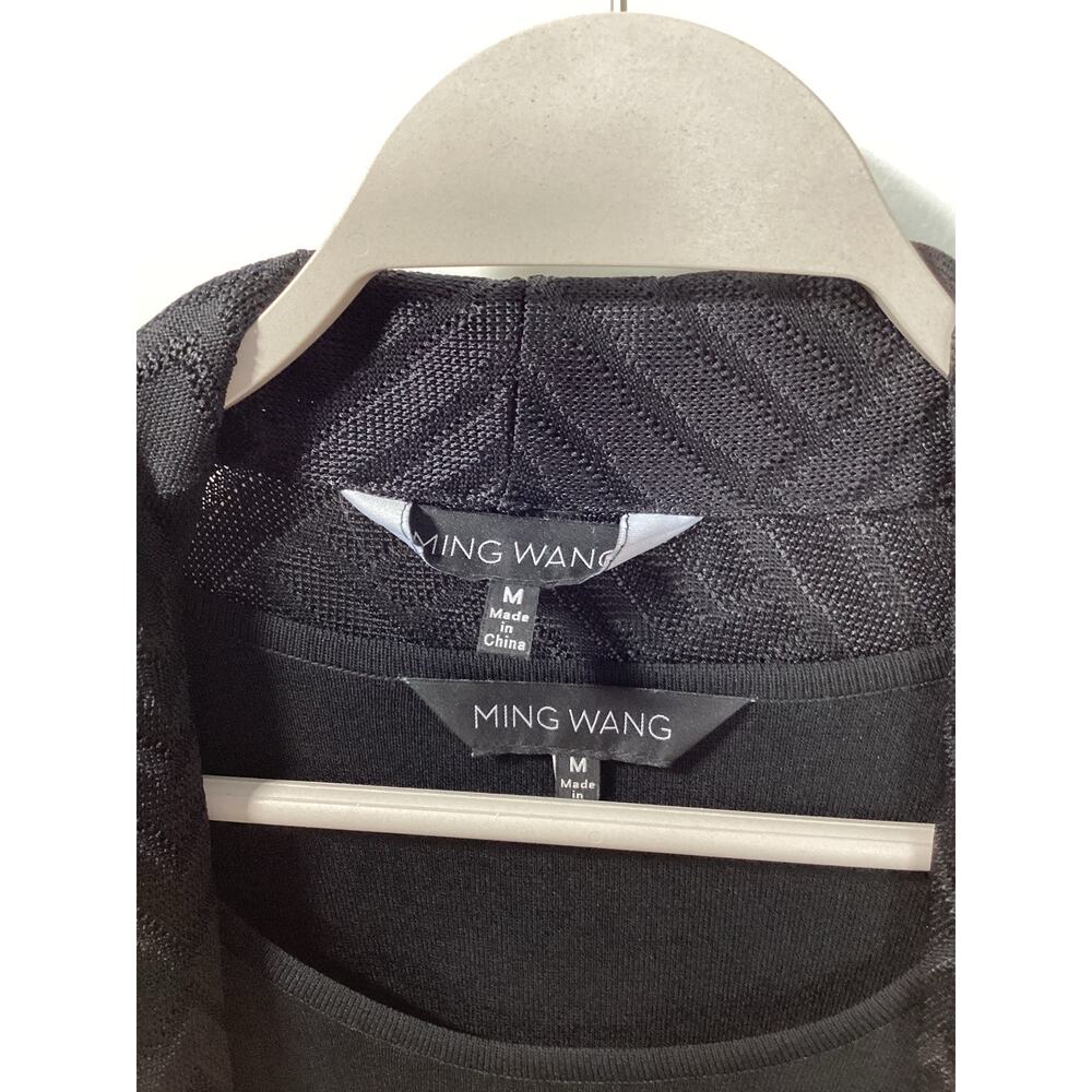 Ming Wang 2 piece set black black open studded knit cardigan women's size medium - Picture 5 of 10